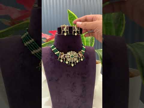 Beautiful beads chocker set with green beads